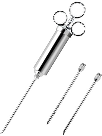 Seringue injecteur à viande en acier inoxydable, kit injecteur de dinde en alliage de zinc, applicateur de marinade pour bœuf, poulet, porc et volaille, aiguille 15 cm, cuisson barbecue