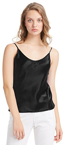 LilySilk Silk Camisole for Women 100% Pure Silk Vest Tops Cami Tank Spaghetti Straps Ladies T-Shirt Tees Blouse Black Size S