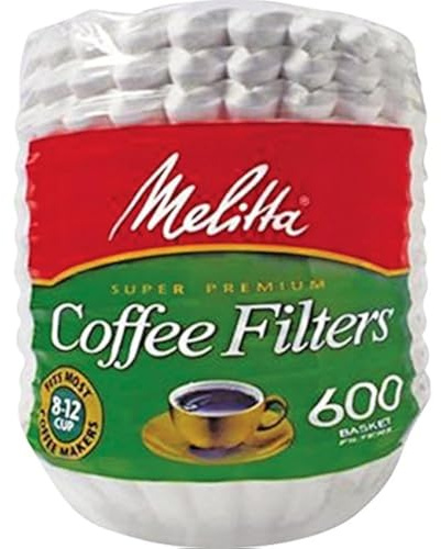 Melitta (63113) Super Premium 8-12 Cup Basket Coffee Filters, White, 600 Count