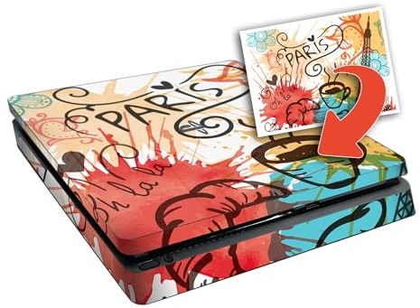 atFoliX Personalisierbare Designfolie kompatibel mit Sony PlayStation 4 Slim - gestalte deinen Skin Aufkleber im Custom-Konfigurator einfach selbst