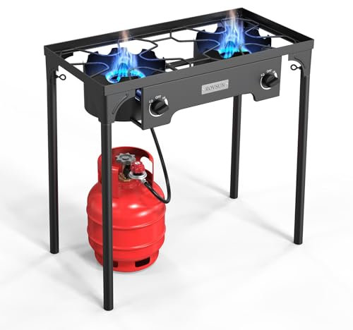 ROVSUN Estufa de Gas propano de Alta presión para Exteriores, Cocina de pie para Patio de jardín, Campamento, casa, Lata, freír, 20 PSI CSA regulador