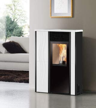 Stufa a pellet ITALIANA CAMINI modello MICRON ceramica bianco panna - 7.2 kW