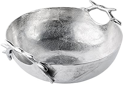 Schale Geweih Dekoteller Deko Aluminium Silber - Moderne Dekoschale aus Metall - Tischdeko Hochzeit, Weihnachten, Weihnachtsdeko - Dekoration für Wohnzimmer, Esszimmer oder Küche - XL 47 cm