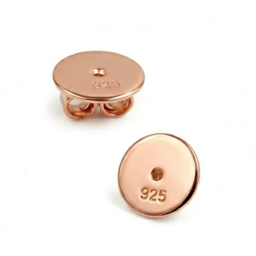 Ohrmutter Roségold, 925 Silber vergoldet, 8 mm XL | gefertigt in Deutschland, nickelfrei, sicherer Halt für schwere Ohrringe & gedehnte Ohrlöcher, Butterfly-Rückstecker