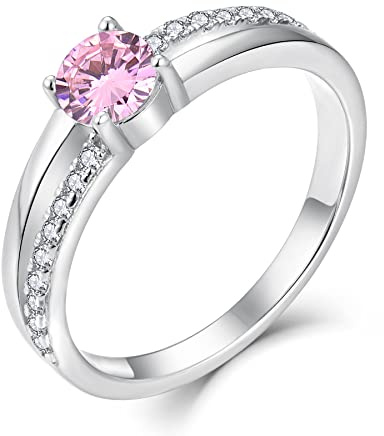 YL förlovningsring dam 925 sterlingsilver ring dam zirkonia ringar silverringar vigselringar kvinnor, Sterlingsilver, Kubisk zirkonia