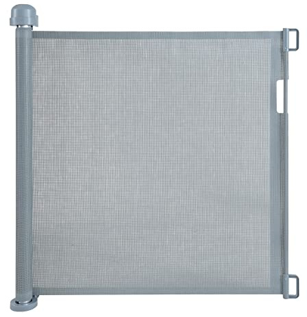 ESTEXO Treppenschutzrollo Türschutzgitter Treppenschutzgitter Treppengitter Türgitter Absperrgitter Rollo Ausziehbar Grau