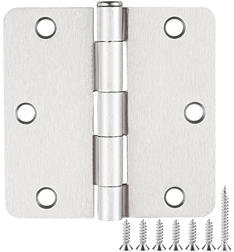 24 Pack Nickel Door Hinges Brushed Nickel Hinges for Doors Satin Nickel 3.5 x3.5 Inch Hinges Rounded 1/4 Raidus Standard Residential Bedroom Door Hinge Sturdy Door Hardware