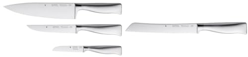 WMF Grand Gourmet Messerset 3teilig Made in Germany, 3 Messer geschmiedet & Grand Gourmet Brotmesser Wellenschliff 32 cm, Made in Germany, Brötchenmesser, Messer geschmiedet, Klinge 19 cm
