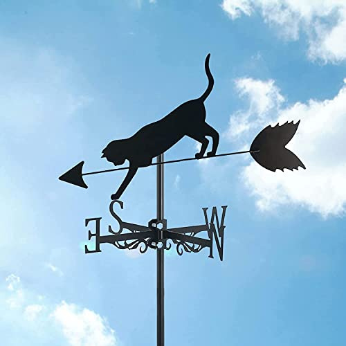 ZEELYDE Banderuola Segnavento,Decorazione da Giardino sul Tetto a Forma di Gatto Carino, banderuola in Metallo con Ornamento per Gatti, indicatore di direzione del Vento in Acciaio Inossidabile per