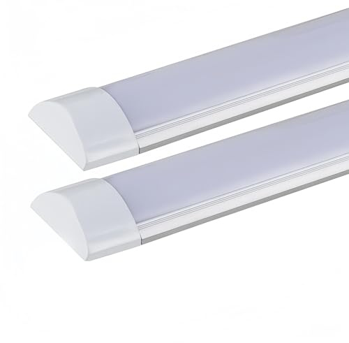 LEDUNI Pantalla Luminaria LED integrado, 120cm 40W Alta Luminosidad 3000 lumenes Ideal para Zonas de Trabajo, Industria, Hogar, Garaje, Supermercado, Taller, Hospital (2 Unidad, 6000K Luz Fria)