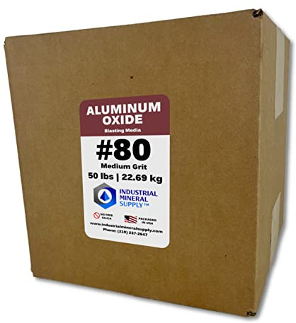 Aluminum Oxide - 50 lbs. or 22. 69 kg. - Sand Blasting Abrasive Media for Sandblasters, Sandblast Guns and Blast Cabinets (#80 Grit - Medium)