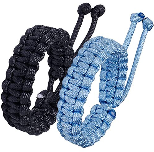Jewboo Paracord Survival-Armbänder, geflochtenes Paracord-Seil, handgefertigt, für Paare, Männer, Frauen, verstellbare Größe (2 Stück), Einstellbar, Polyester, Kein Edelstein