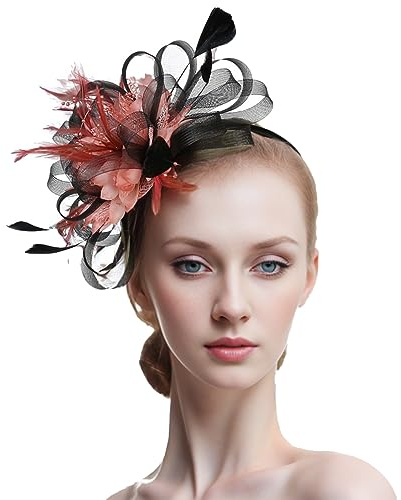 Fascinator Hut Damen Mädchen Hut Bibi Zubehör Haar Mesh Hut Hochzeit Elegant Voile Stirnband Clip Stirnband Braut Kirche Hut Party Cocktail Royal Ascot Hut Damen Mädchen Hut Fascinator Kopfschmuck