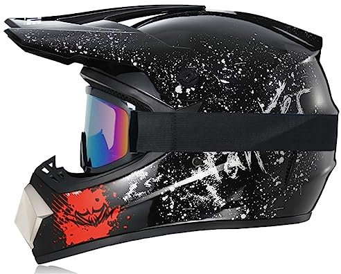 MOTESEN Caschi da motocross per casco da motocross integrale ABS Summer Lovers Collision Avoidance Wind Goggles Touring Scooters moto Motocross Fodera rimovibile omologato