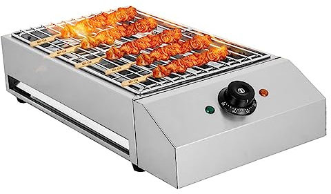 Parrilla de barbacoa eléctrica de 2600 W, parrilla de barbacoa de acero inoxidable para uso comercial y doméstico, horno de cocina portátil sin humo portátil para picnic al aire libre en interiores