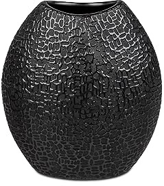 Formano Blumenvase Dekovase Vase aus Keramik 21x17x8cm in schwarz-matt