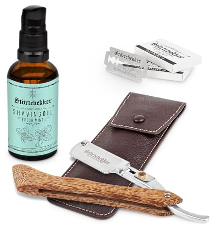 Störtebekker® Premium Konturen Set - Hochwertiges Rasierset für eine perfekte Rasur - inklusive Rasiermesser und Rasieröl - Premium Rasur und Bartpflege Set für Männer - ideale Geschenkidee Herren