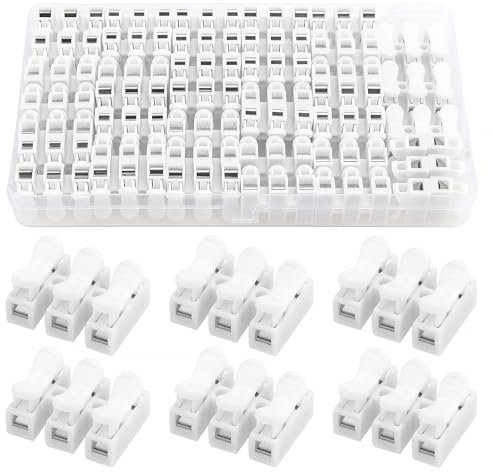 YIXISI 40 PCS Spring Connector, CH3 Quick Connector, 3P No Welding Cable Clamp Terminal Block, NO Screw Terminal for LED Strip Light Wire Connecting