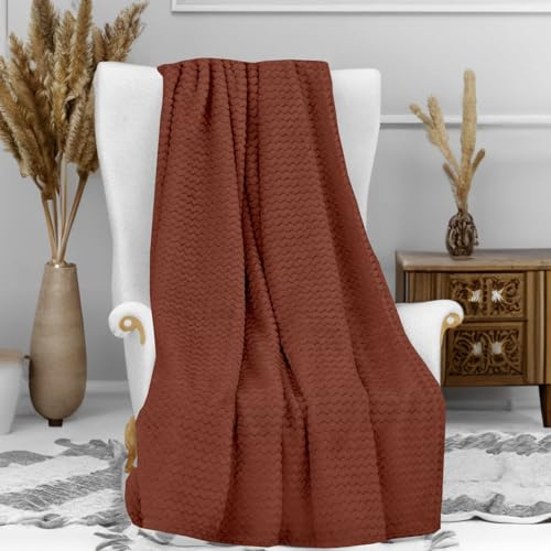 Soleil d'ocre, Couverture, Plaid Microfibre 120x160 cm COCOONING Brique