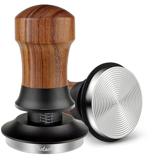NOTSEK Tamper 51mm,Espresso Tamper mit Ripple Base, Walnuss Kaffee Tamper mit 304 Edelstahl Base, Kaffee Tamper 51mm für Siebträger 51mm Barista Zubehör