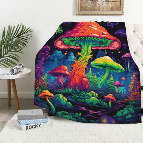YucZiken Mushroom Throw Blanket | Mushroom Gifts for Women and Men | Lightweight Fleece Home Decor for Living and Bed Room, 50×60 Inches, Machine Washable, No-Pilling