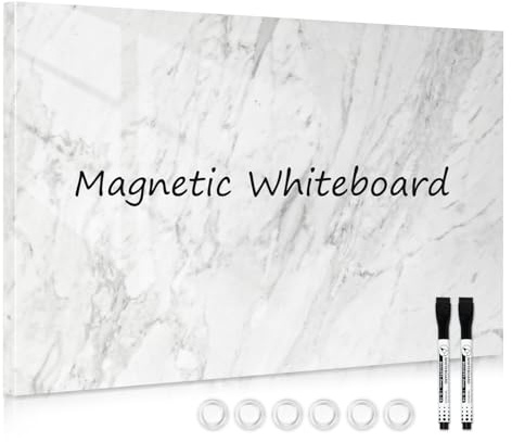 DOLLAR BOSS Magnetisches Whiteboard, 45 x 60cm Magnettafel für die Wand, Drucken Magnetpinnwand Memoboard mit 6 Magnete, 2 Stifte