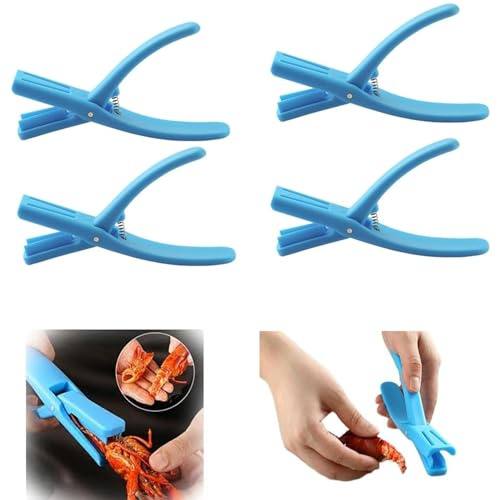 4 Pcs Crawfish Peeler, Crawfish Shucker, Crawfish Sheller Tool for Peeling Cooked Shrimp Tails, Universal Crayfish Shelling Device, Household Restaurant Easily Remove (Blue)