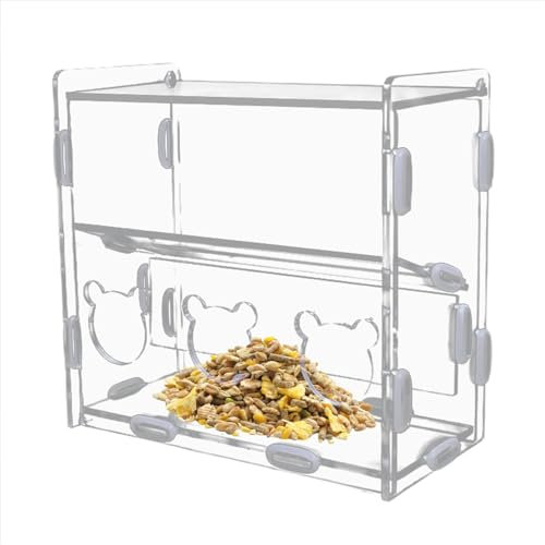 Humkopnl Mangiatoia per uccelli per pappagalli, contenitore per mangime in acrilico, contenitore per alimenti no-multi, scatola trasparente per fringuelli, pappagalli, quaglie, parrocchetti, canarini