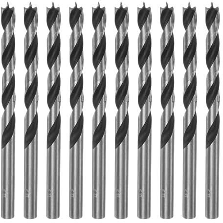 QUARKZMAN 10pz Punte Trapano Brad Point 5.5mm(14/64) Dia Punta Dritta Codolo Tondo Punta Brad Metrica 2.4 Profondità Foratura Punta Elicoidale Spirale per Falegname Legno Plastica Gomma