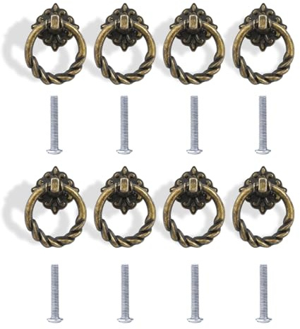 Wjelet 8 Stück Vintage Möbelgriffe Set, Vintage Schrankknöpfe Möbelknöpfe mit 8 Schrauben, Messing Schubladenknöpfe Schrank Türknauf für Möbel, Schrank, Kommode, Tür, Möbelknauf, Kleiderschrank