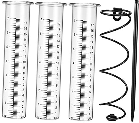 BEBEMOKO Glasregenmesser Für Draußen Mit Metallspiralhalterung Und Ersatzrohren Für Gartenhof Regenspeicherrohr Regenspeicherbehälter