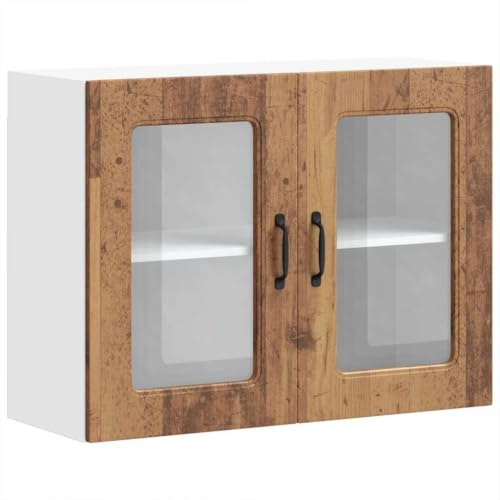 vidaXL Küchen-Hängeschrank mit Glastür Altholz-Optik Holzwerkstoff
