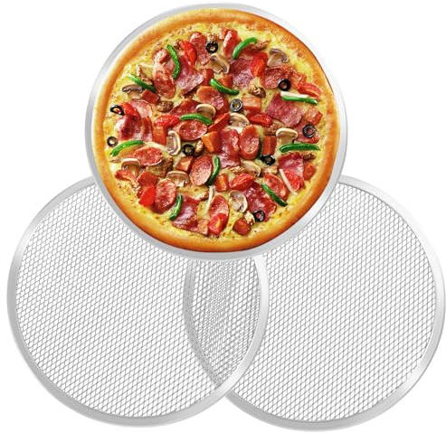 Suimlmta 3 PCS Pizza Tray 10 Inch Aluminum Pizza Screen Pan Non Stick Round 25.4cm Pizza Mesh Baking Trays for Oven