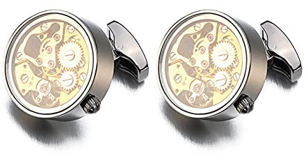 Manschettenknöpfe, klassisch, nicht funktional, Uhrwerk für Herren, Hochzeit, goldfarben, unbewegliche Steampunk-Uhrwerk-Manschettenknöpfe