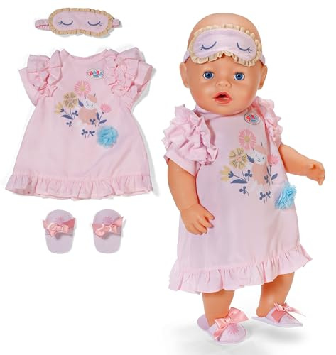 BABY Born Nachthemd für 43 cm Puppen mit Schlafmaske und Pantoffeln | Schlafmaske und Pantoffeln, passend für 43 cm Puppen