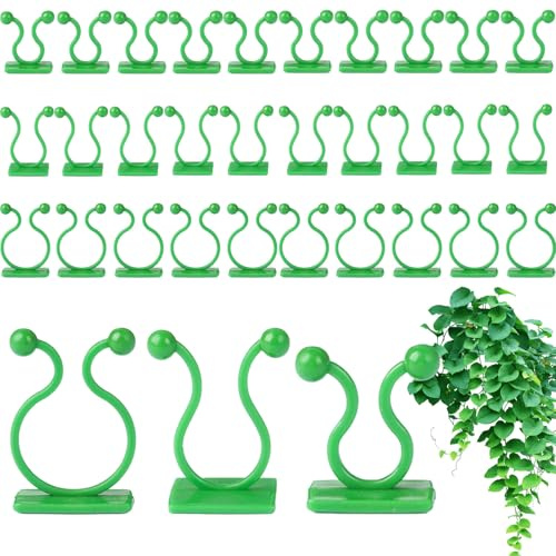 LUMOOM 120 Stück Pflanzenclips, Pflanzenklammern für Kletterpflanzen, Wandhalterung für Pflanzen, Pflanzen Sicherung Unterstützt, Befestigungsklammern, Blumenklammern Selbstklebend (Grüner)