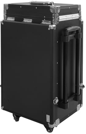 Portable Nail Table Makeup Case Cosmetic Storage Beauty Cart with Four Universal Wheels Brakes Large Capacity for Professional Makeup Artists Adjustable Height (Black)