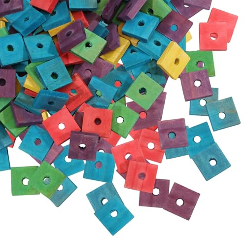 CHGCRAFT 140 Pcs Wooden Parrot Toys Blocks Bird Chewing Trim Beak Foot Craft Cage Part Mini Wood Chip Charms Bird Toys