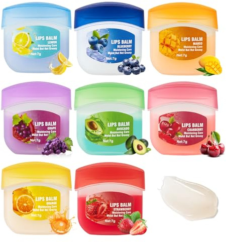 Lot de 8 baumes à lèvres nourrissants - Pour les lèvres sèches et gercées - Masque à lèvres hydratant pour exfolier les lèvres - Masque à lèvres nourrissant - Lignes décolorées