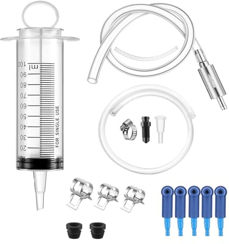 RDGXAED Brake Bleeder Kit - One Way Check Valve Hose Bleeding Kit 100ml Syringe, 50cm Hose, Oil Fluid Extractor Pump, Adapter - Brake Bleeder Tool for Motorcycle Cars Brake System Repair Maintenance