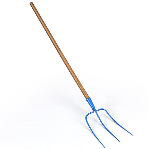 Lanties 59 Inch Manure Fork Wood Handle 3 Tine Fork for Farm Stable Hay Ranch Bedding Garden