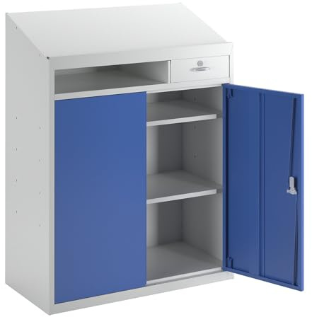 gaerner | Werkzeugschrank mit Schreibpult | HxBxT 1220 x 915 x 457 mm | lichtGrau/Enzianblau