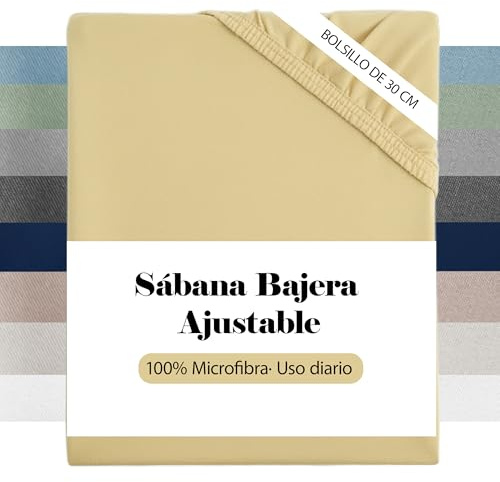 Justerbart lakan för säng 150 (150 x 190/200 cm), mjuk mikrofiber, höjd 30 cm, andningsbar och elastisk, beige