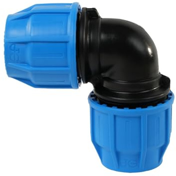 John Guest MDPE Compression Elbow 90 Degree 25mm Pipe Fitting, WRAS Approved Water Pipe Connector, Underground Plumbing Joiner