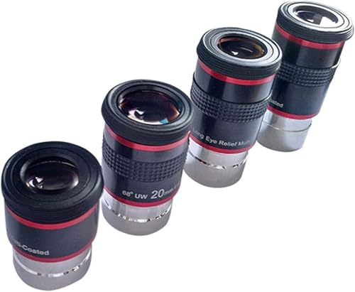 ISCBAFYX Oculare Ultra grandangolare da 1,25 Pollici ad Alta Potenza per telescopio monoculare, Kit oculare Ultra Ampio e Lungo da 68 Gradi in Lega di Alluminio 6+9+15+20 mm per binocolo telescopio