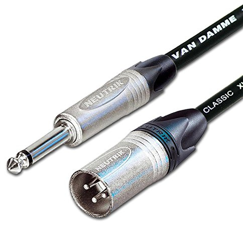 Van Damme Mono Jack to Male XLR lead. Guitar/Mixer/DI Cable. Neutrik NP2X (1m, Black)