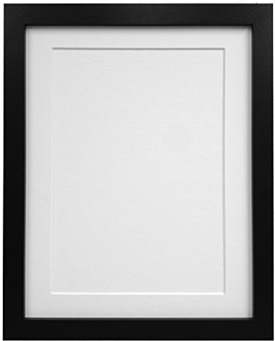 FRAMES BY POST 25mm Black Photo Picture Poster Frame with White Mount 24 x 18 For Pic Size 18 x 12 with Plastic Glass - Solid Wood Frames with Acrylic Glass for Pictures With Wall Hanging Hooks