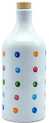 Frantoio Muraglia, Orcio in Ceramica Pois con Olio Extra Vergine d'Oliva 500ml, Essenza Fruttato Medio, Creato e Decorato a Mano dai Nostri Artigiani Pugliesi