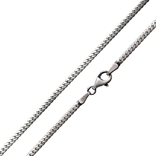 Panzerkette Silber 925 flach 2mm antik geschwärzte Halskette für Herren K16 | Kompakte Kette im Antik-Look aus Sterlingsilber von MATERIA by Matthias Wagner