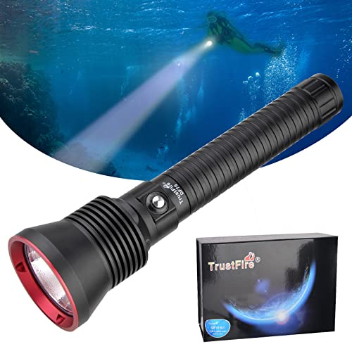 TrustFire DF70 Scuba Diving Torch 3200 Lumen Diving Flashlight Waterproof Dive Lights 70m Underwater LED Flashlight White Submersible Lights with Battery and Charger